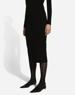 Stretch viscose knit pencil skirt with DG logo