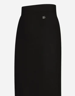 Stretch viscose knit pencil skirt with DG logo