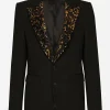 Stretch wool fabric Sicilia-fit tuxedo jacket