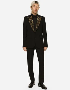Stretch wool fabric Sicilia-fit tuxedo jacket