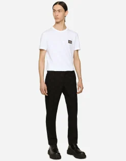 Stretch wool jacquard pants with DG Monogram design