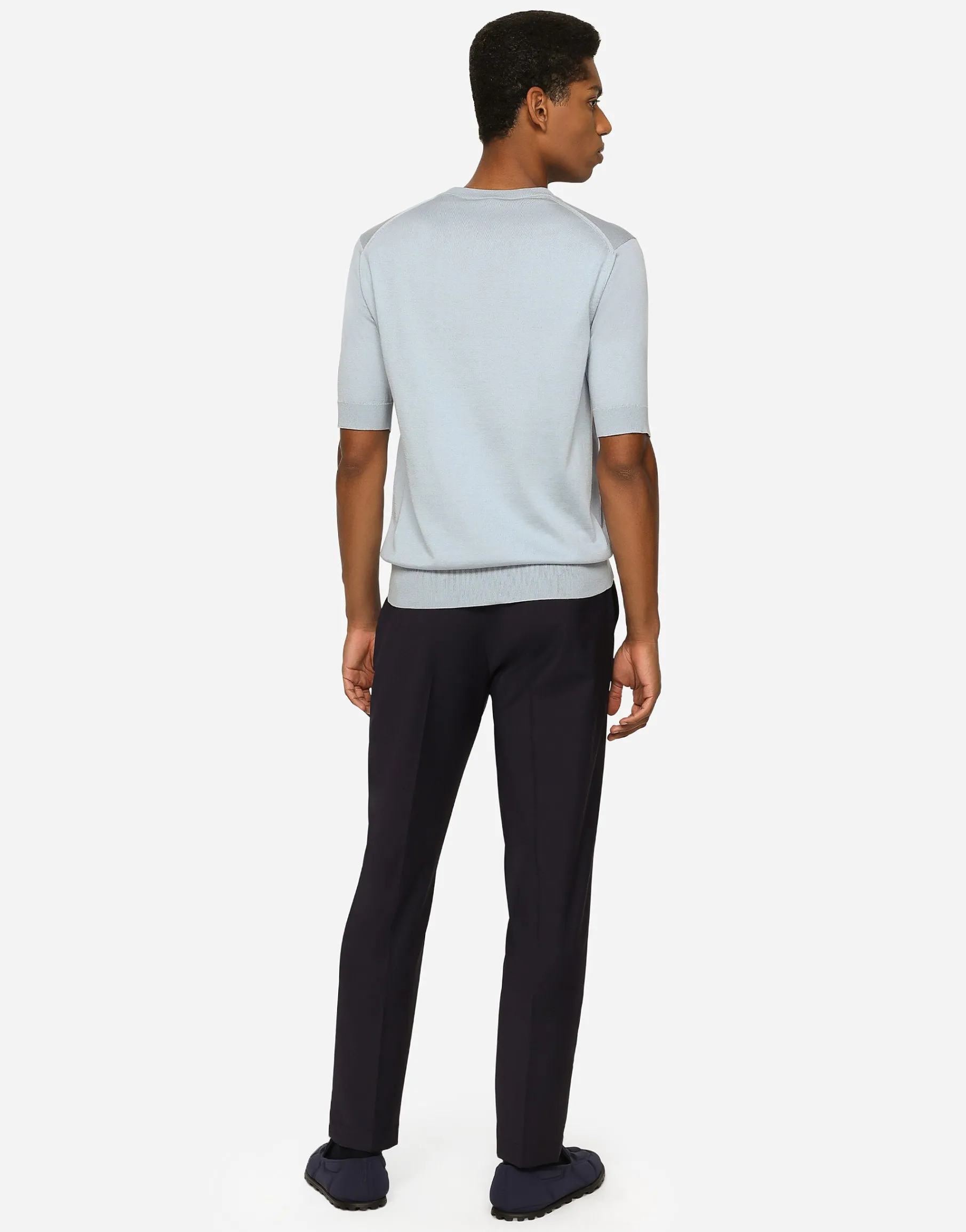 Stretch wool pants with DG embroidery