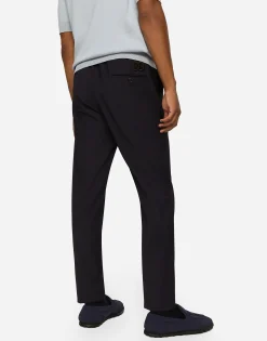 Stretch wool pants with DG embroidery