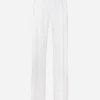 Stretch wool straight-leg pants