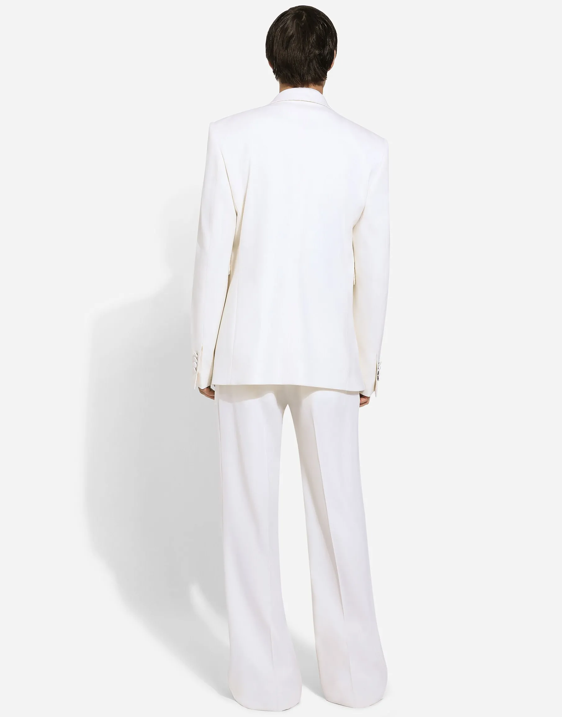 Stretch wool straight-leg pants