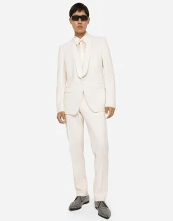 Stretch wool tuxedo pants
