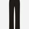 Stretch wool twill pants with wide leg