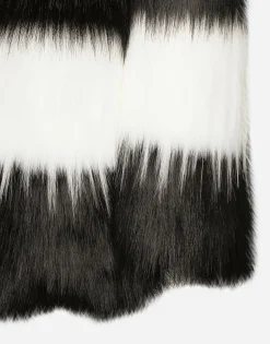 Striped faux fur coat