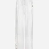 Striped poplin pants with embroidery