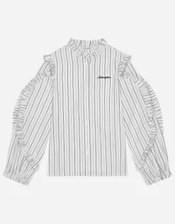 Striped poplin shirt with embroidered Dolce&Gabbana logo
