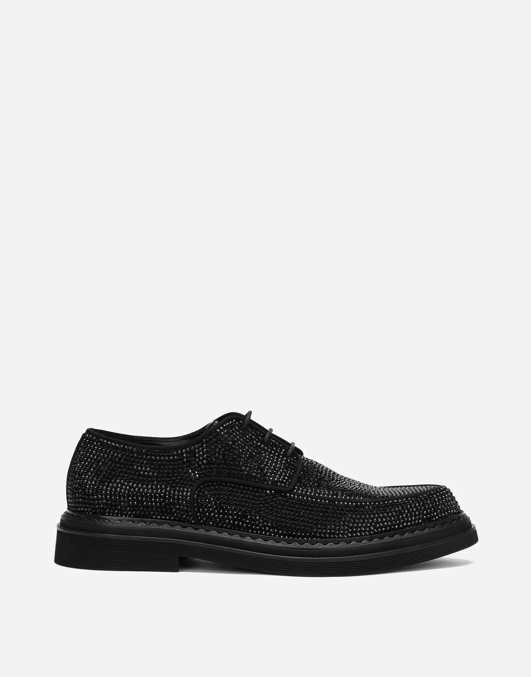 Suede Derby shoes with fusible rhinestone detailing