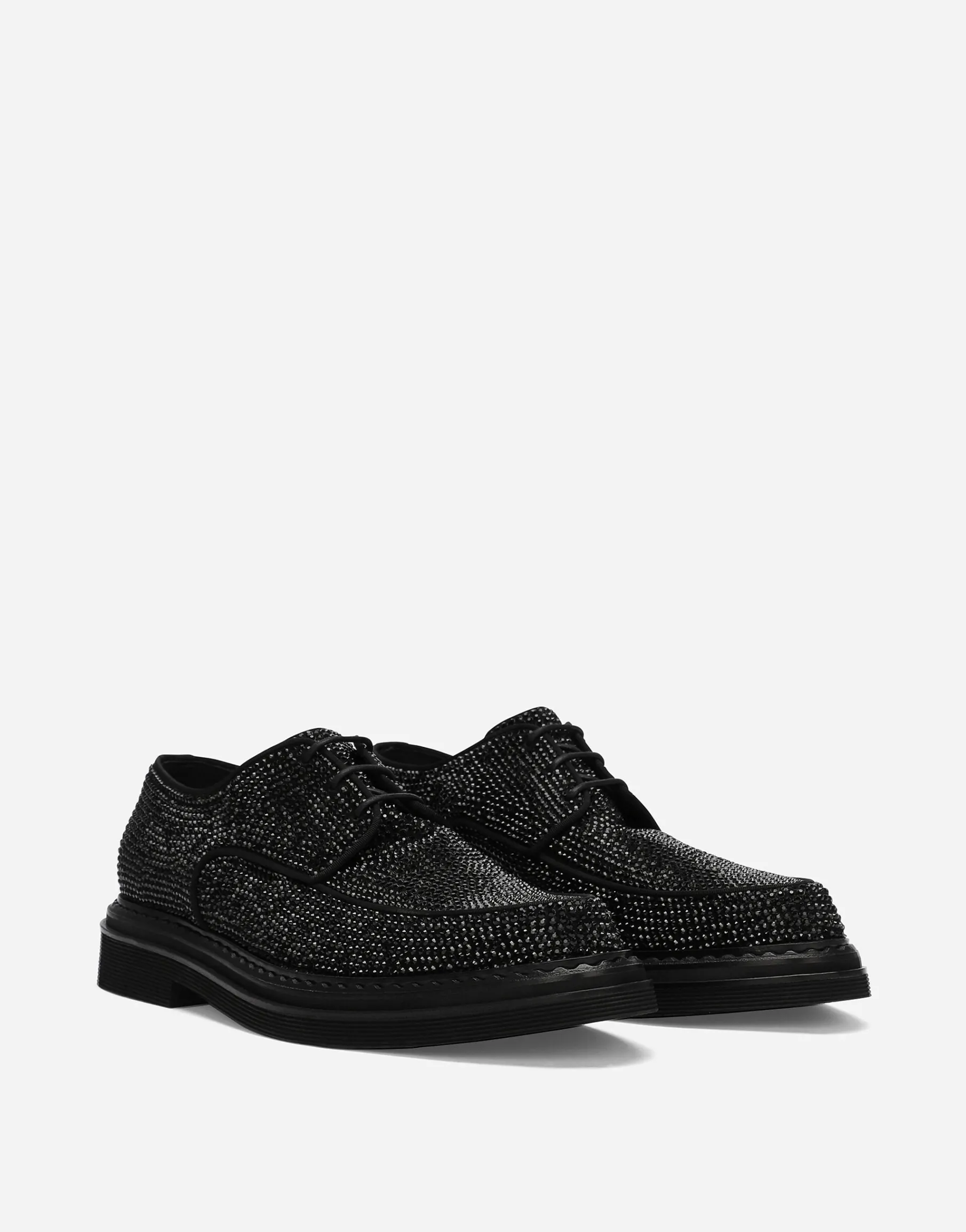 Suede Derby shoes with fusible rhinestone detailing