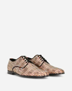 Suede Derby shoes with fusible rhinestone detailing