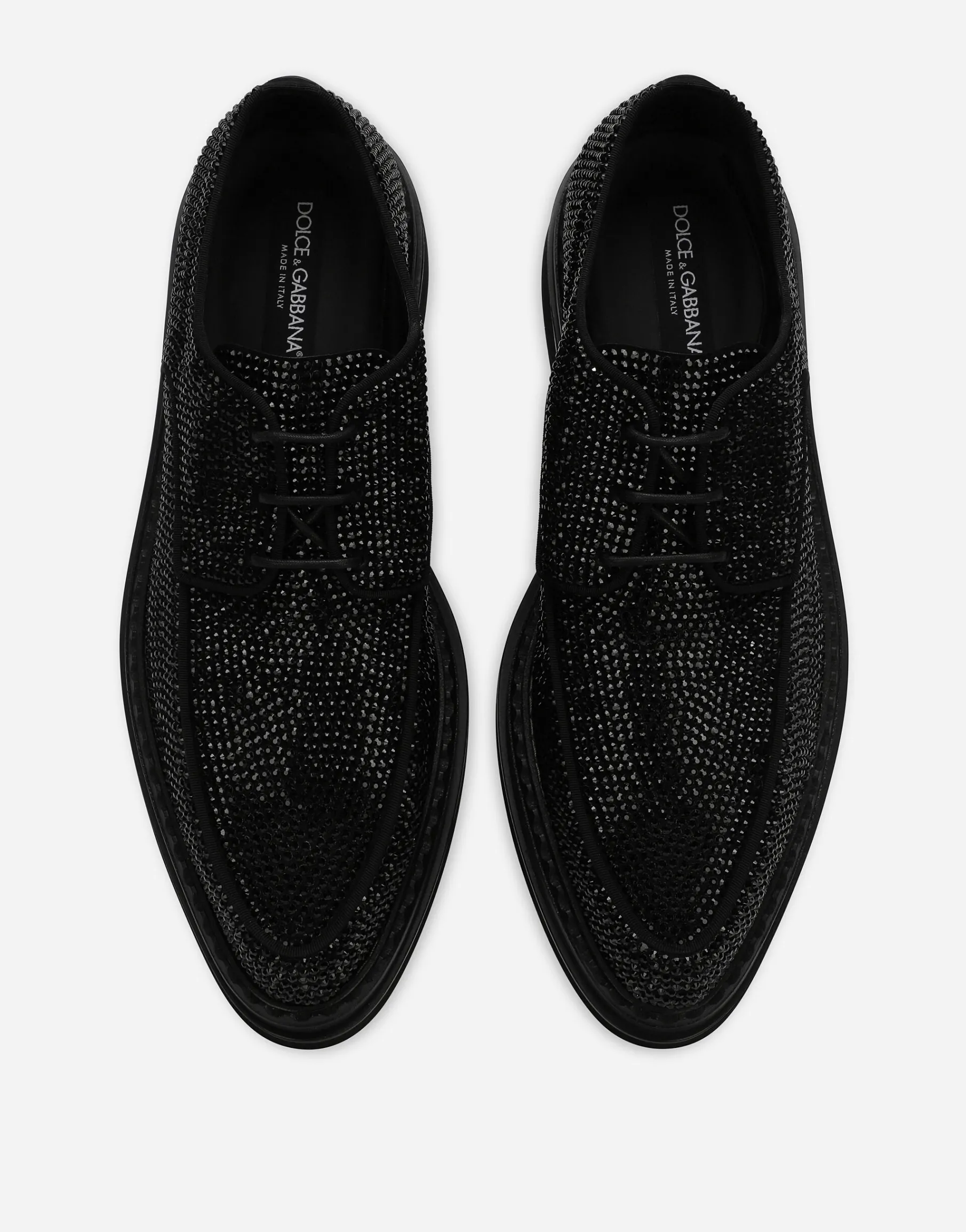 Suede Derby shoes with fusible rhinestone detailing