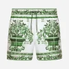 Swim shorts with majolica print