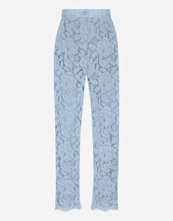Tailored branded floral cordonetto lace pants with DG logo