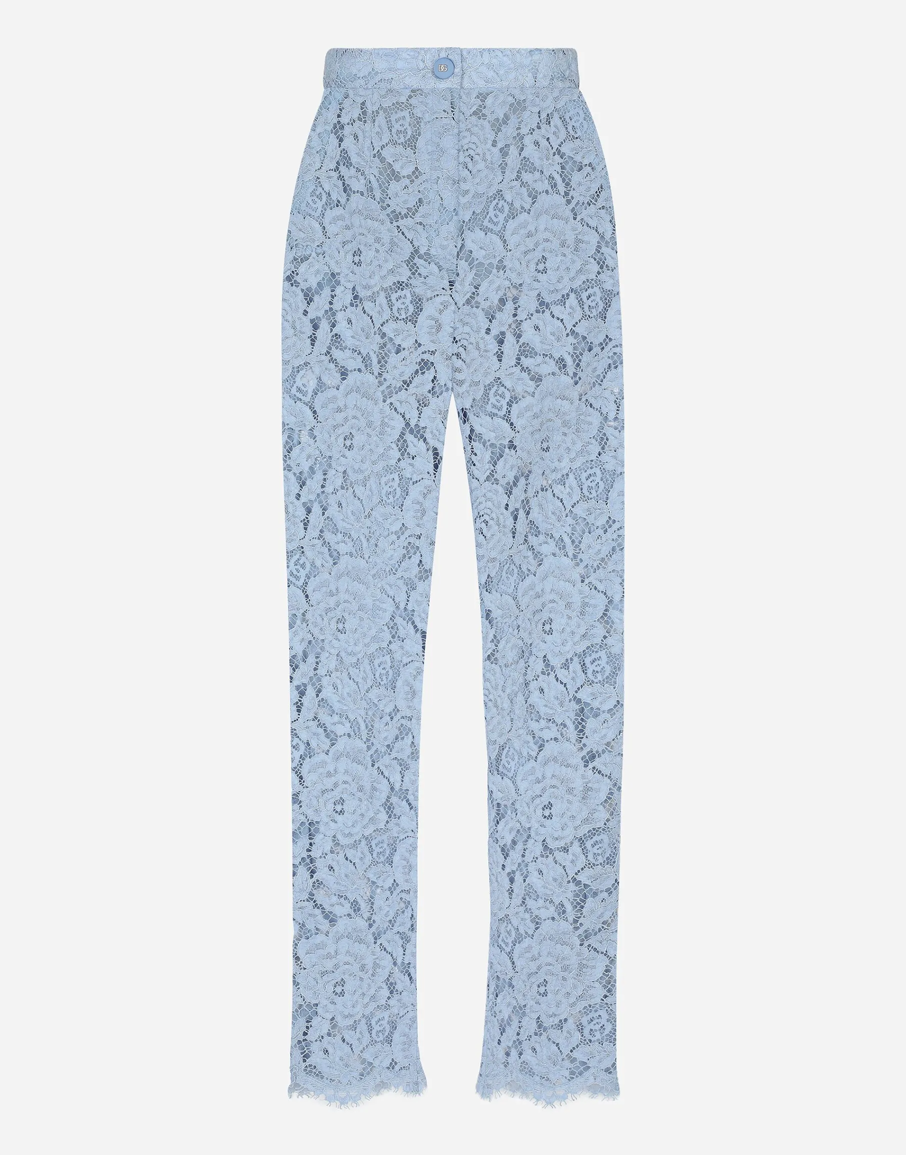 Tailored branded floral cordonetto lace pants with DG logo