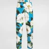 Tailored cotton pants with gardenia print