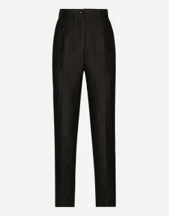 Tailored floral jacquard pants