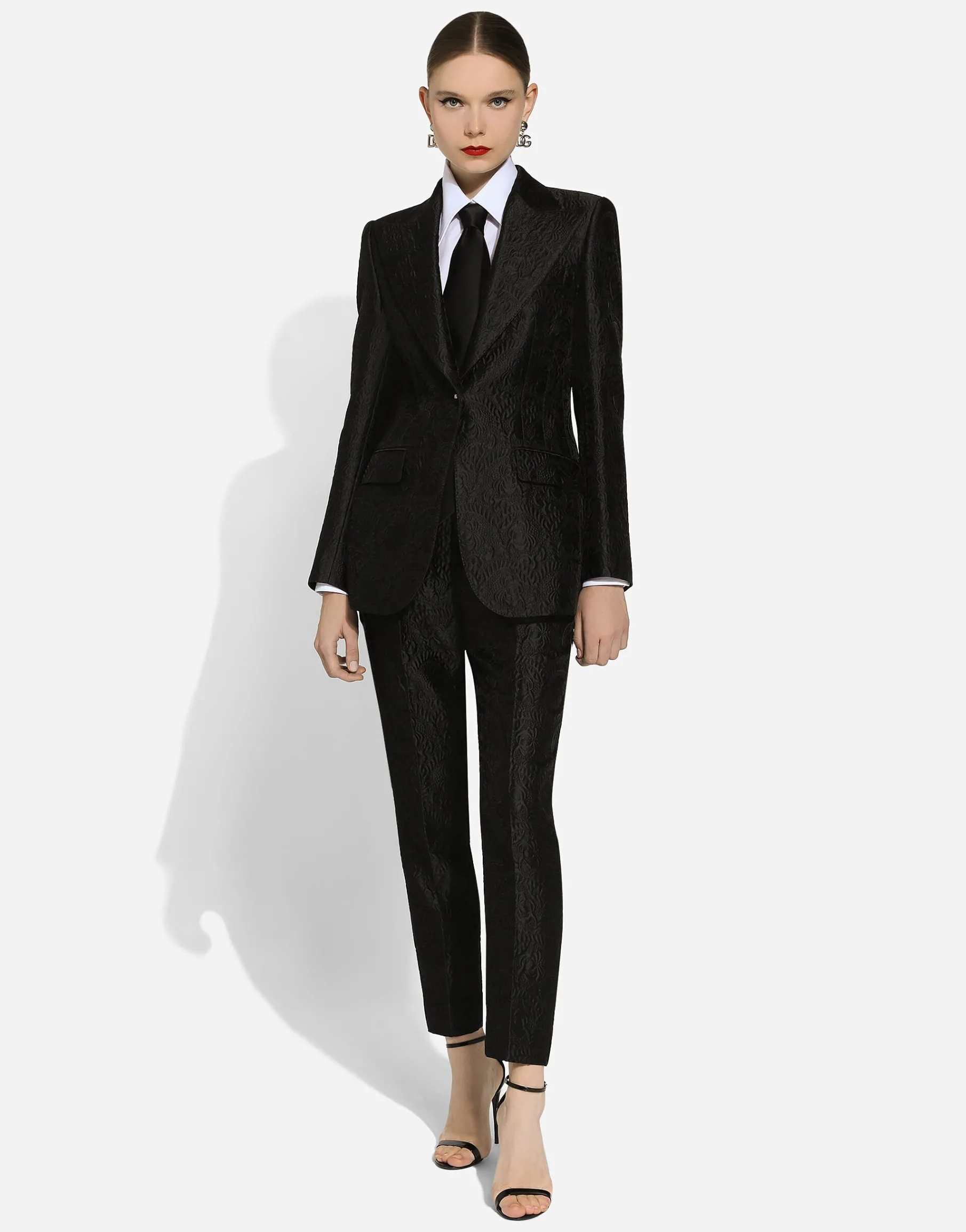 Tailored floral jacquard pants