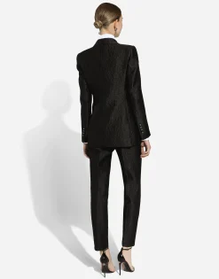 Tailored floral jacquard pants