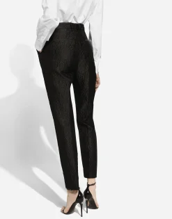 Tailored floral jacquard pants