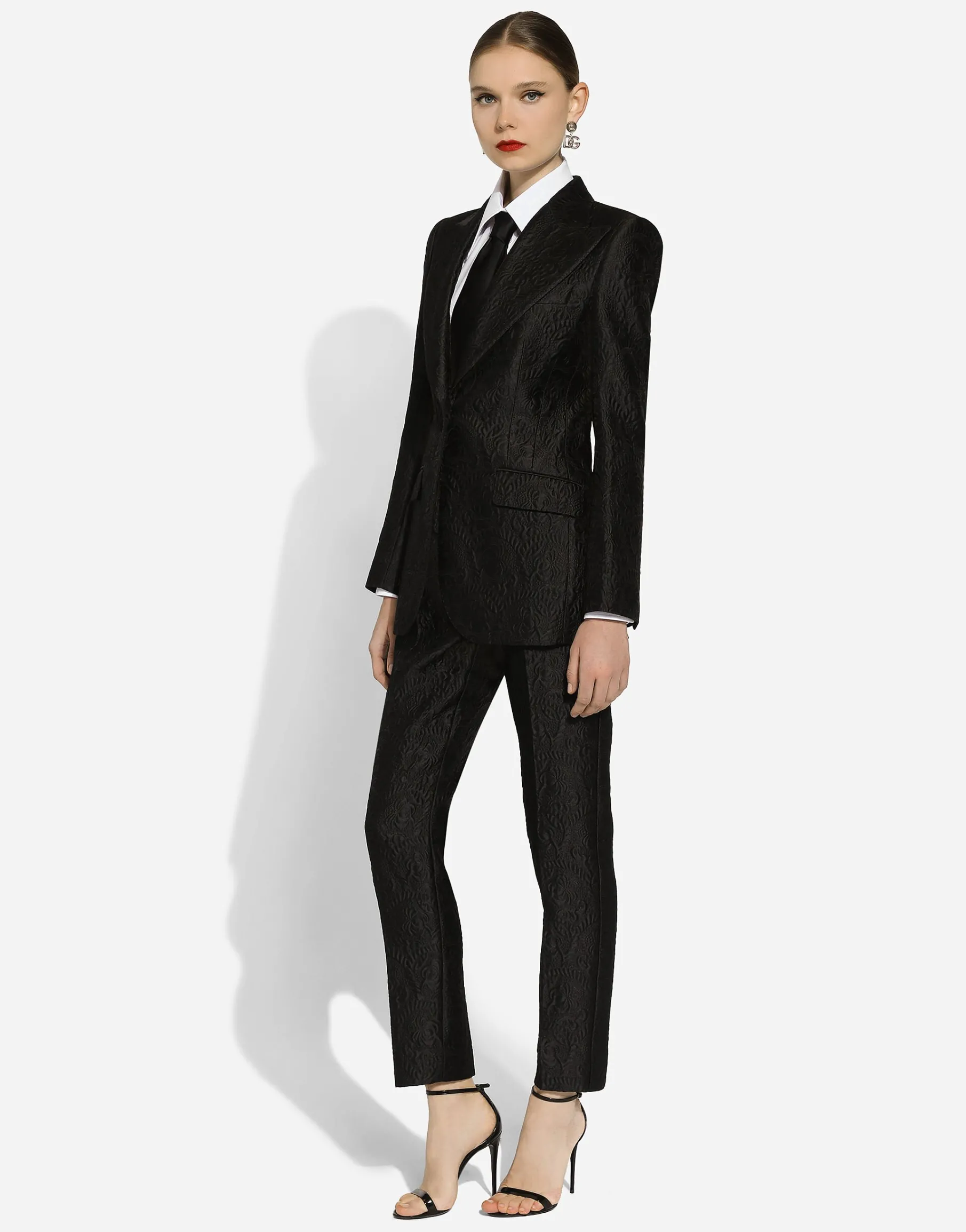 Tailored floral jacquard pants