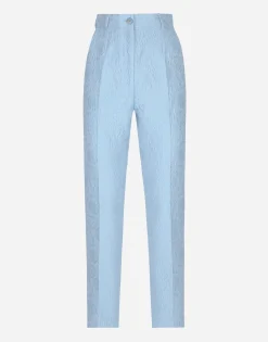 Tailored floral quilted jacquard pants