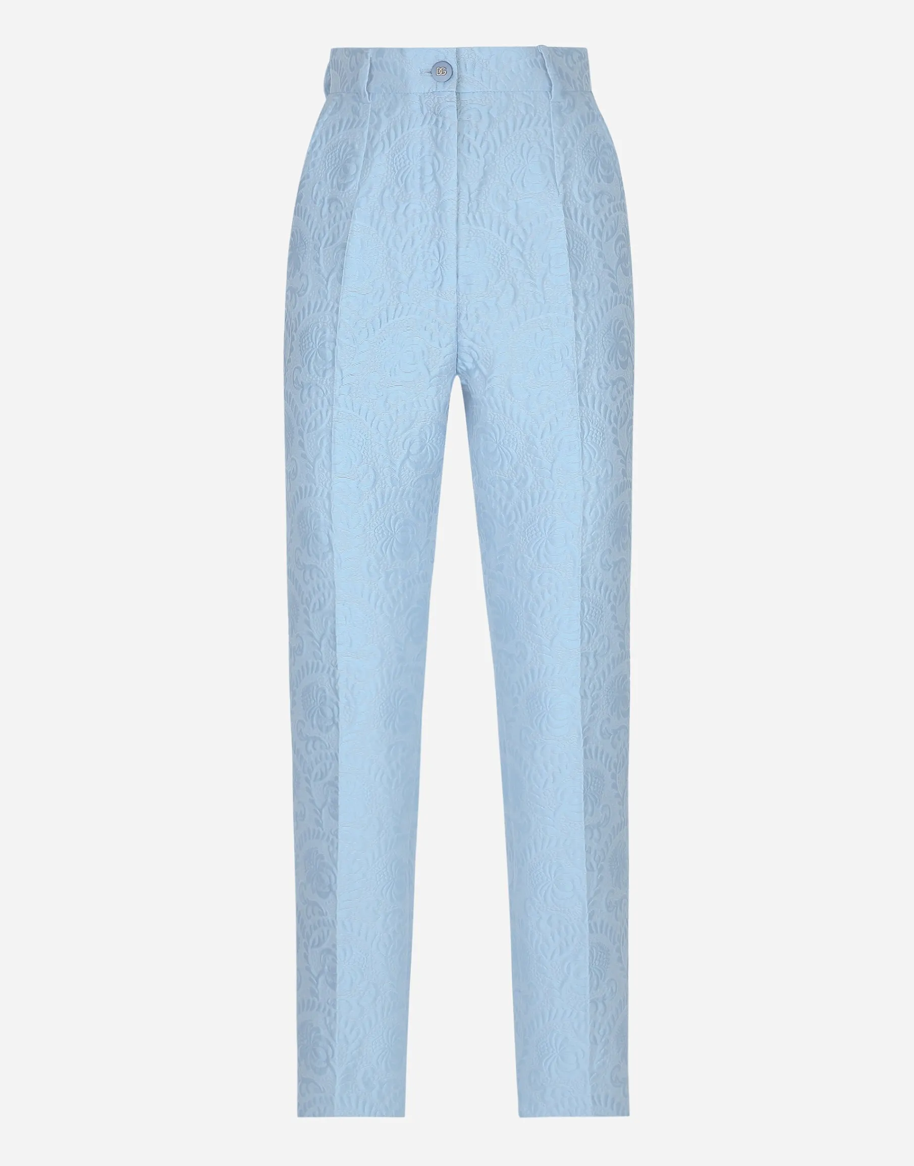 Tailored floral quilted jacquard pants