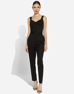 Tailored pinstripe wool pants