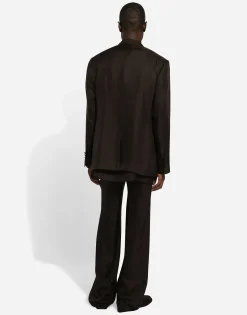 Tailored silk pants with darts
