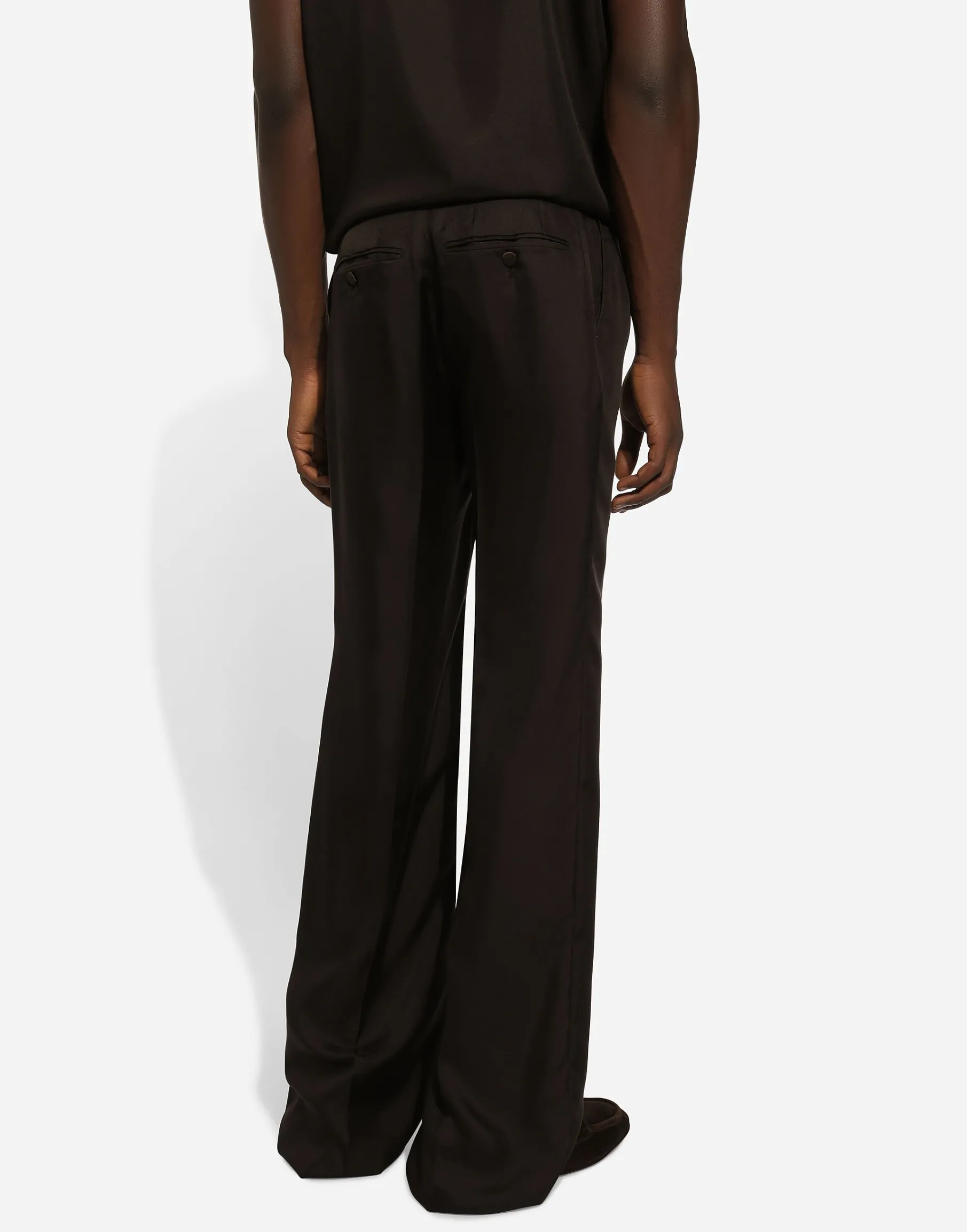 Tailored silk pants with darts