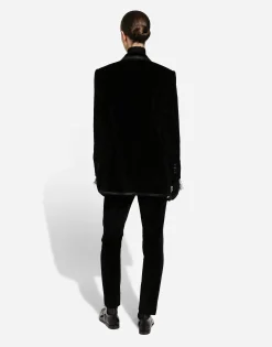 Tailored velvet tuxedo pants