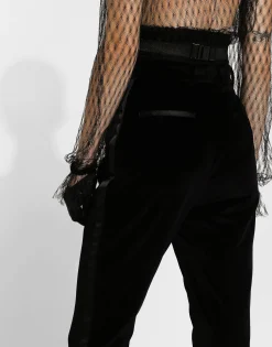 Tailored velvet tuxedo pants
