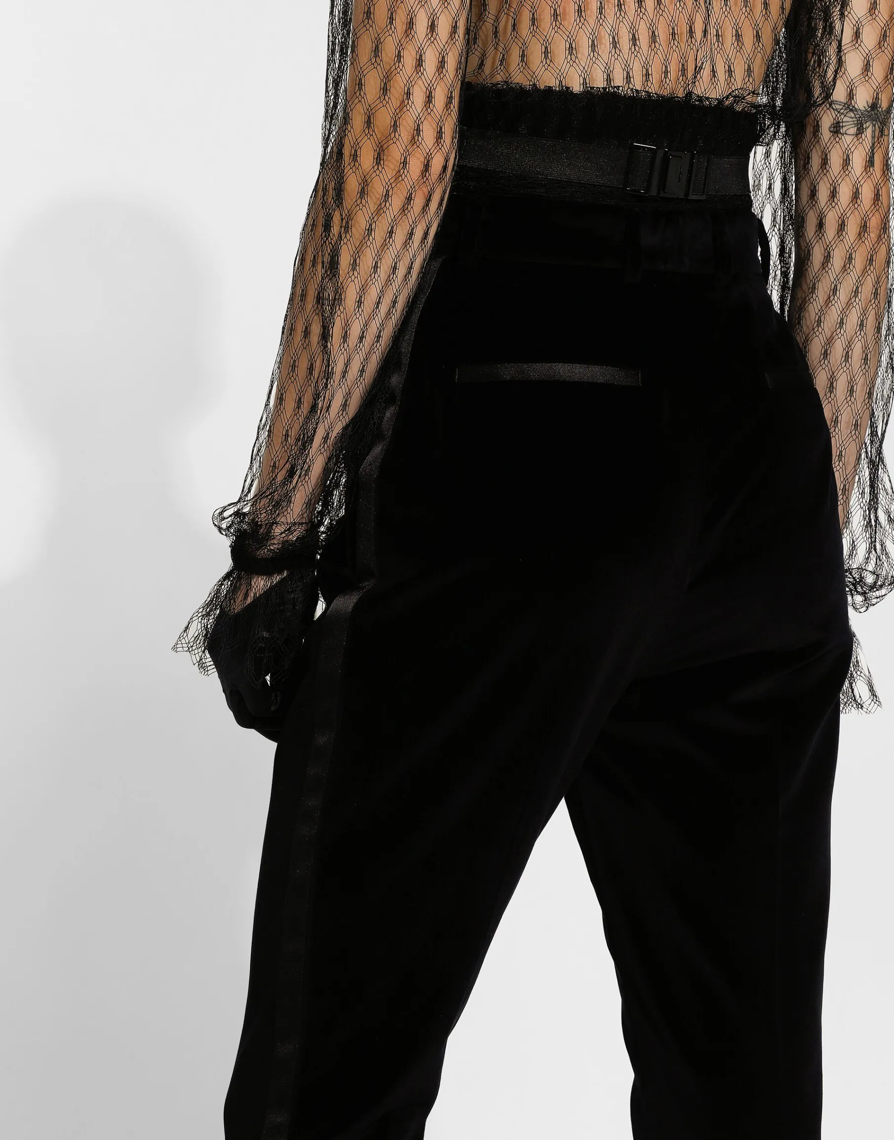 Tailored velvet tuxedo pants