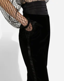 Tailored velvet tuxedo pants