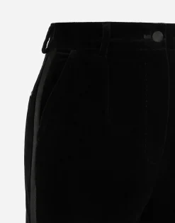 Tailored velvet tuxedo pants