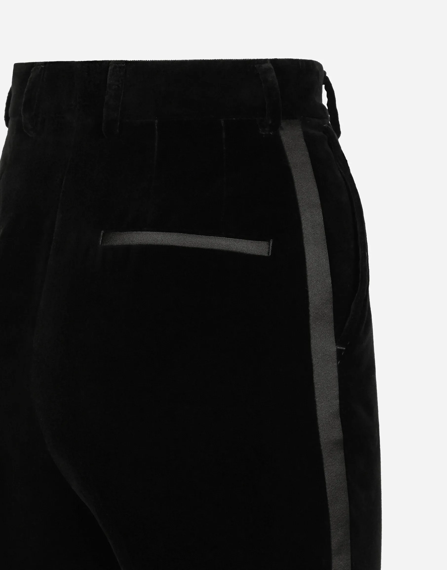 Tailored velvet tuxedo pants
