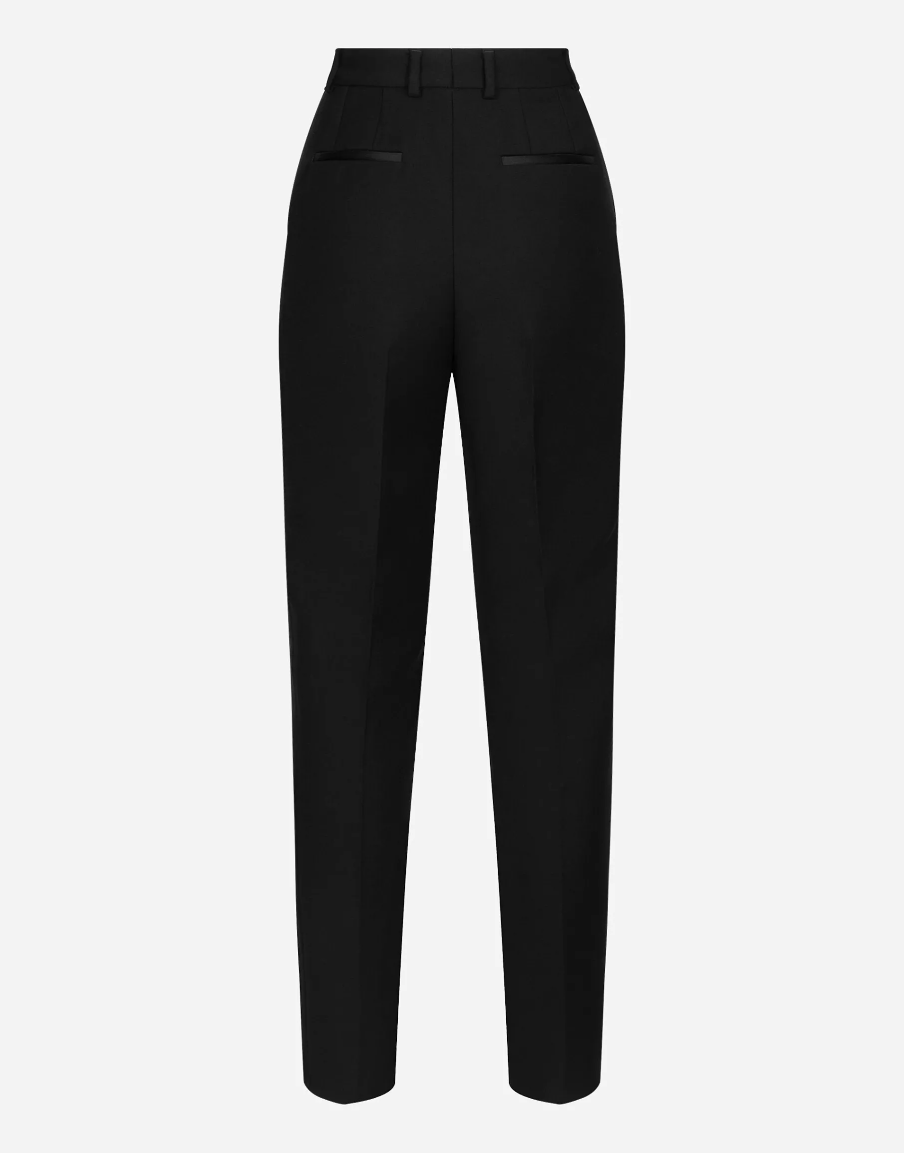 Tailored wool gabardine tuxedo pants