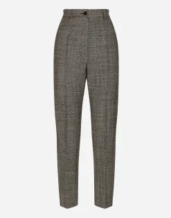 Tailored wool micro-tweed pants