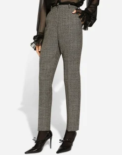 Tailored wool micro-tweed pants