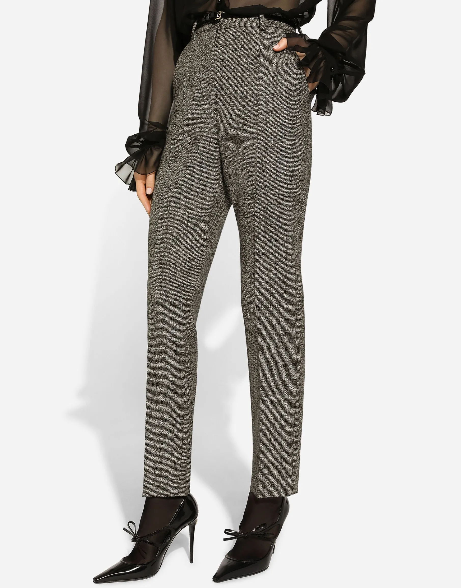 Tailored wool micro-tweed pants
