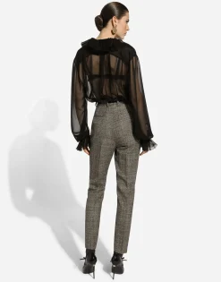 Tailored wool micro-tweed pants