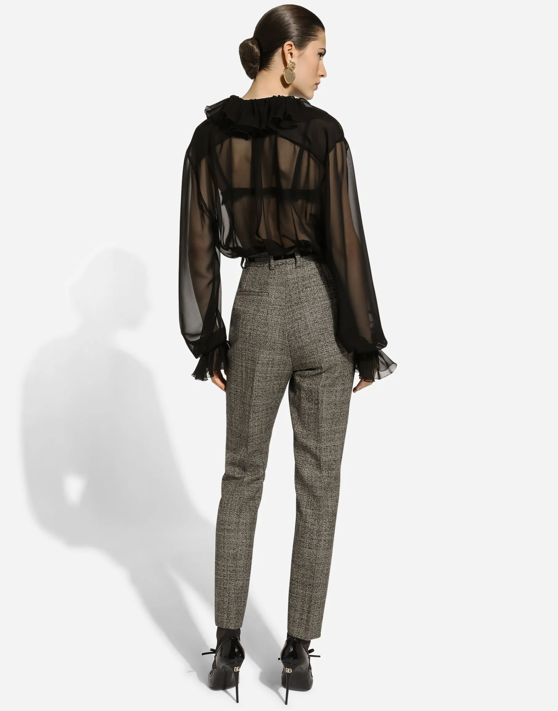 Tailored wool micro-tweed pants