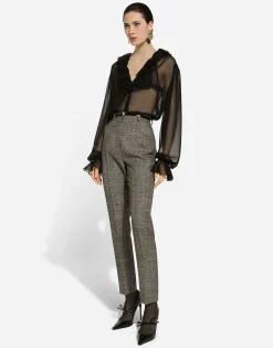 Tailored wool micro-tweed pants