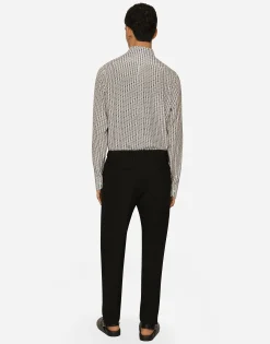 Technical fabric pants with metal DG logo