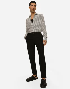 Technical fabric pants with metal DG logo