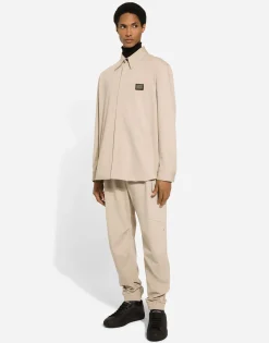 Technical fabric shirt with tag