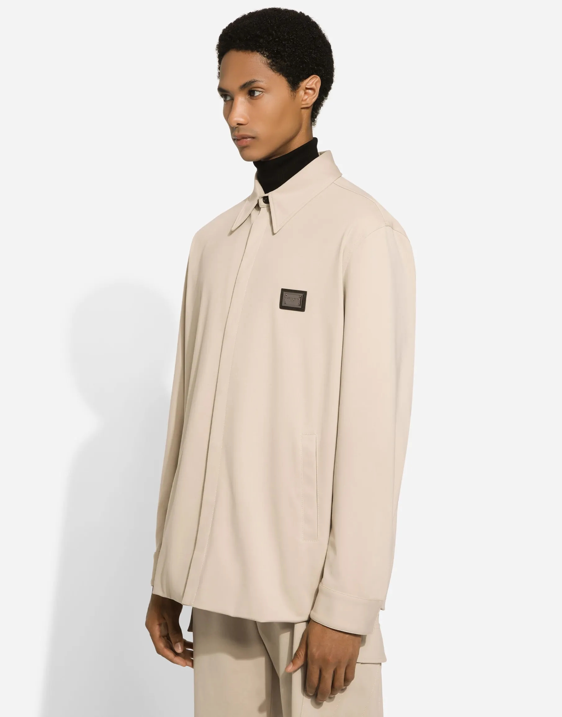 Technical fabric shirt with tag