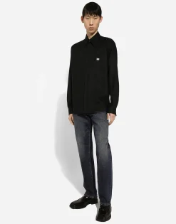 Technical fabric shirt with tag